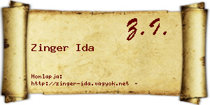 Zinger Ida névjegykártya